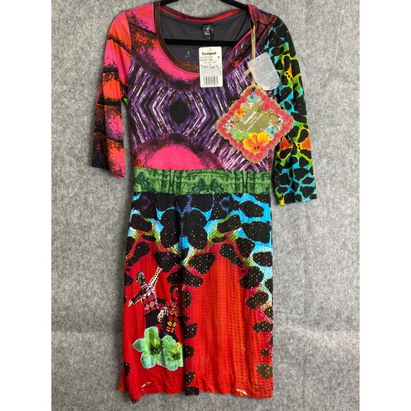 Desigual Dresses & Skirts - Desigual Cirque du Soleil Dress Colorful Print 3/4 Sleeve Collectible Art NWT L